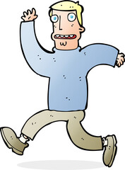 cartoon terrified man