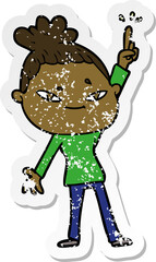 distressed sticker of a cartoon woman