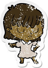distressed sticker of a cartoon woman