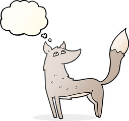 freehand drawn thought bubble cartoon wolf