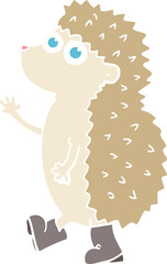 cute flat color illustration of hedgehog