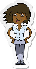 sticker of a cartoon woman with hands on hips