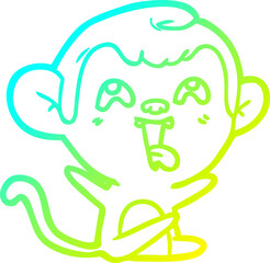 cold gradient line drawing of a crazy cartoon monkey
