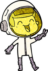 happy cartoon astronaut