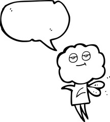 freehand drawn speech bubble cartoon cute cloud head imp