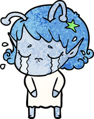 cartoon crying alien girl