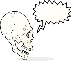 skull illustration with speech bubble