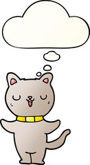 cartoon cat with thought bubble in smooth gradient style