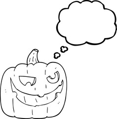 freehand drawn thought bubble cartoon halloween pumpkin