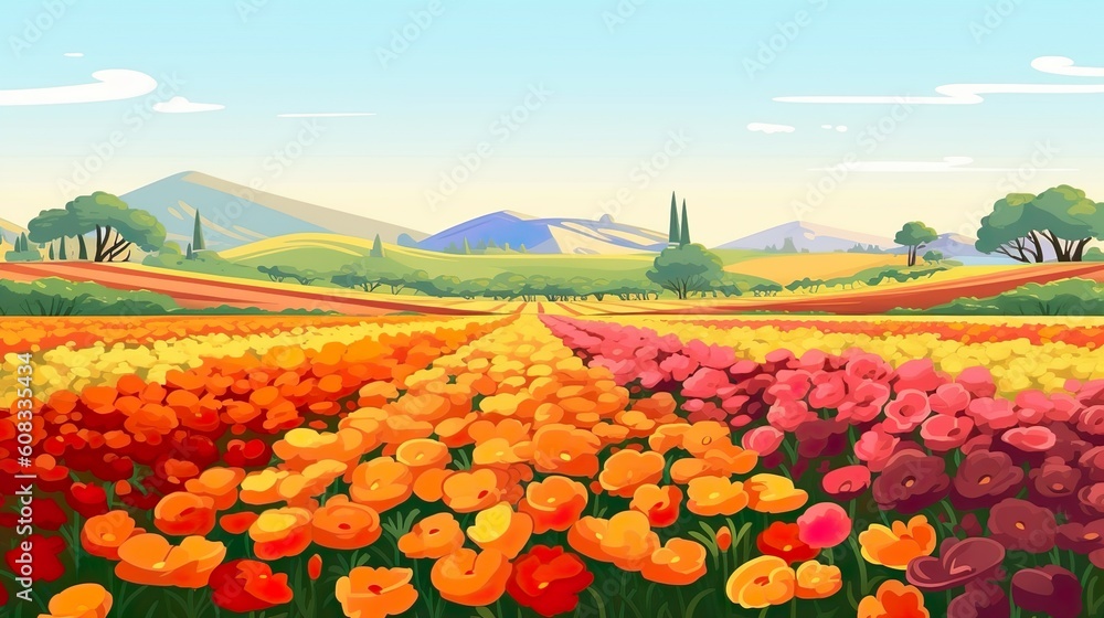 Poster abstract background field of flowers. a captivating banner with a beautiful background that showcase
