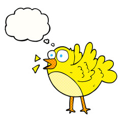 freehand drawn thought bubble cartoon bird