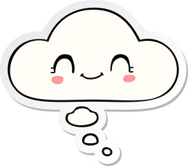 cute cartoon face with thought bubble as a printed sticker