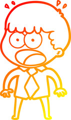 Obraz premium warm gradient line drawing of a cartoon shocked man in shirt and tie