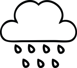 line drawing cartoon of a storm rain cloud