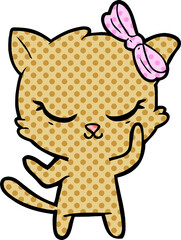 cute cartoon cat with bow