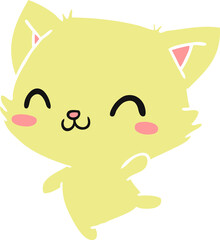 cartoon illustration of cute kawaii cat