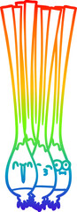rainbow gradient line drawing of a spring onions