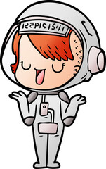 cartoon astronaut woman