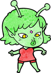 pretty cartoon alien girl