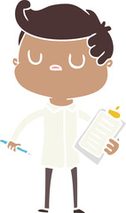 flat color style cartoon aloof man