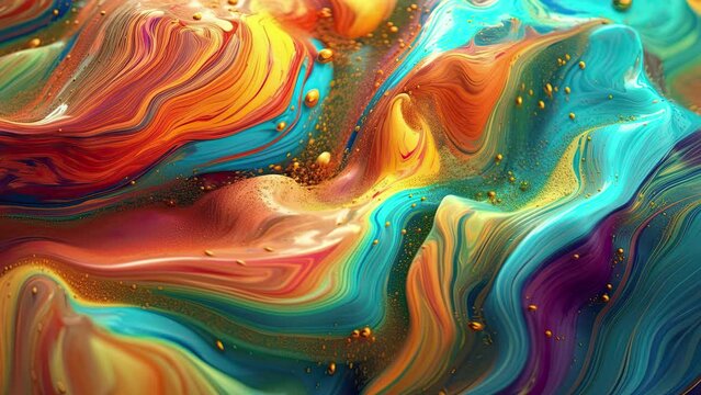 Abstract thick layered paint motion video, wavy background movement, psychedelic and calming concept, high quality flowing material, dreamy plastic idea