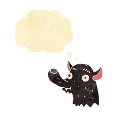 cartoon happy wolf with thought bubble
