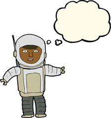 cartoon astronaut with thought bubble