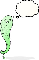cartoon spooky ghost with thought bubble
