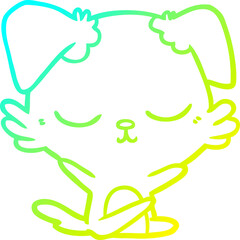 cold gradient line drawing of a cute cartoon dog