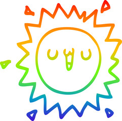rainbow gradient line drawing of a cartoon sun