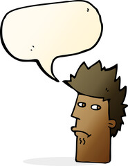 cartoon nervous expression with speech bubble