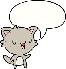 cartoon happy cat with speech bubble