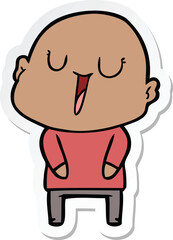 Obraz premium sticker of a happy cartoon bald man