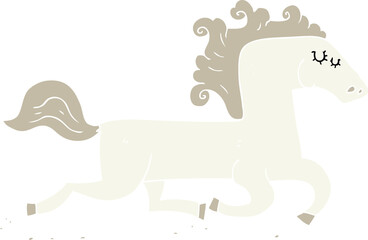 flat color illustration of running horse