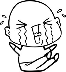 cartoon crying bald man