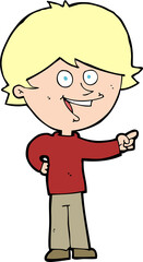 cartoon boy laughing and pointing