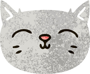 retro illustration style quirky cartoon cat face