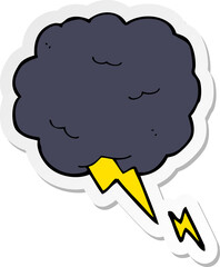 sticker of a cartoon thundercloud symbol