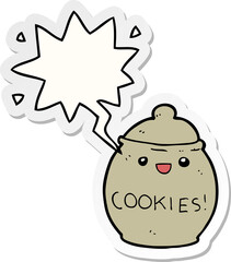 cute cartoon cookie jar with speech bubble sticker