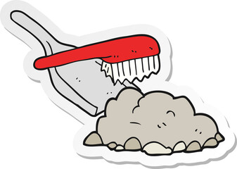 sticker of a cartoon dust pan and brush sweeping