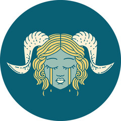 icon of crying tiefling character face