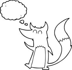 freehand drawn thought bubble cartoon little wolf