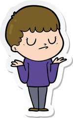 sticker of a cartoon grumpy boy