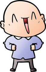 happy cartoon bald man