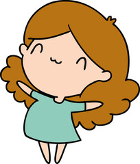 cartoon illustration of a cute kawaii girl