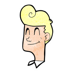 freehand textured cartoon smiling man