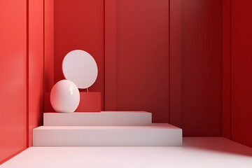 A 3D rendering of a modern, minimalistic wallpaper featuring an empty display stand for mock-ups and product showcases, generative by AI.	