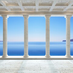 Fototapeta premium Antique colonnade on a background of blue sea