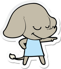 sticker of a cartoon smiling elephant