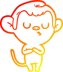 warm gradient line drawing of a cartoon monkey